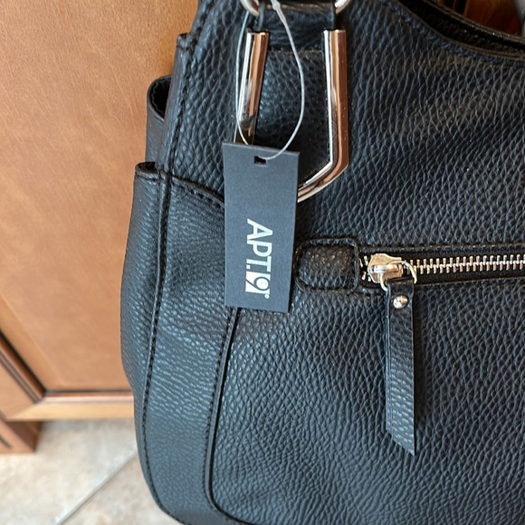 APT.9 Black Pebble Grain Vegan Leather Brooklyn Shopper Shoulder Bag - Picture 6 of 12